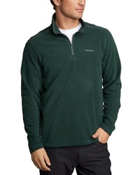 dunkelgrüner Fleece-Pullover mit einem Reißverschluss am Kragen von Eddie Bauer