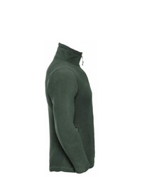 dunkelgrüner Fleece-Pullover mit einem Reißverschluss am Kragen von Russell