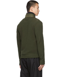 dunkelgrüner Fleece-Pullover mit einem Reißverschluß von MONCLER GRENOBLE