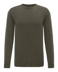 dunkelgrüner Fleece-Pullover mit einem Rundhalsausschnitt von Petrol Industries