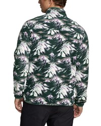 dunkelgrüner Fleece-Pullover mit einem zugeknöpften Kragen von Eddie Bauer