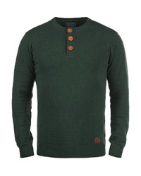 dunkelgrüner Henley-Pullover von BLEND