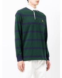 dunkelgrüner horizontal gestreifter Polo Pullover von Polo Ralph Lauren