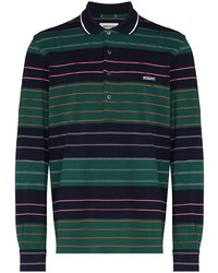 dunkelgrüner horizontal gestreifter Polo Pullover von Missoni
