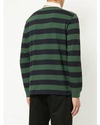 dunkelgrüner horizontal gestreifter Polo Pullover von Kent & Curwen