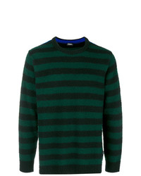 dunkelgrüner horizontal gestreifter Pullover mit einem Rundhalsausschnitt von Diesel