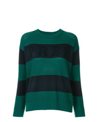 dunkelgrüner horizontal gestreifter Pullover mit einem Rundhalsausschnitt von GUILD PRIME