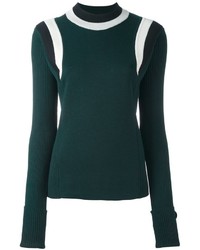 dunkelgrüner horizontal gestreifter Pullover mit einem Rundhalsausschnitt von Marni