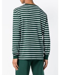 dunkelgrüner horizontal gestreifter Pullover mit einem Rundhalsausschnitt von Polo Ralph Lauren