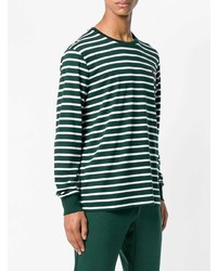 dunkelgrüner horizontal gestreifter Pullover mit einem Rundhalsausschnitt von Polo Ralph Lauren