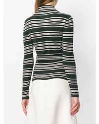 dunkelgrüner horizontal gestreifter Pullover mit einem Rundhalsausschnitt von Fendi