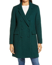 dunkelgrüner Mantel aus Bouclé