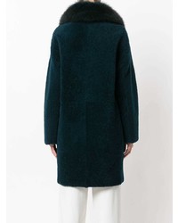dunkelgrüner Mantel mit einem Pelzkragen von Guy Laroche