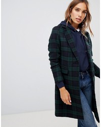dunkelgrüner Mantel mit Schottenmuster von New Look