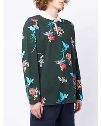 dunkelgrüner Polo Pullover mit Blumenmuster von YMC