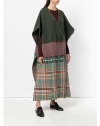 dunkelgrüner Poncho mit Karomuster von Antonio Marras