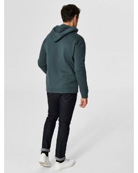 dunkelgrüner Pullover mit einem Kapuze von Selected Homme