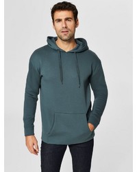 dunkelgrüner Pullover mit einem Kapuze von Selected Homme