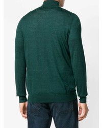 dunkelgrüner Pullover mit einem Reißverschluss am Kragen von N.Peal