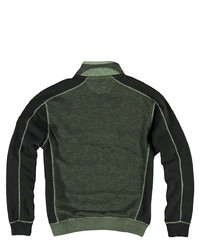 dunkelgrüner Pullover mit einem Reißverschluss am Kragen