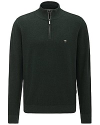 dunkelgrüner Pullover mit einem Reißverschluss am Kragen von Fynch Hatton