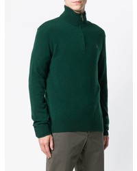 dunkelgrüner Pullover mit einem Reißverschluss am Kragen von Polo Ralph Lauren