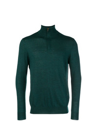 dunkelgrüner Pullover mit einem Reißverschluss am Kragen von N.Peal