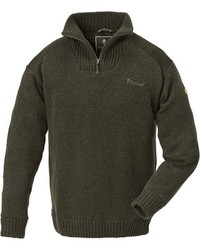 dunkelgrüner Pullover mit einem Reißverschluss am Kragen von Pinewood