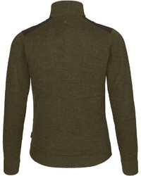 dunkelgrüner Pullover mit einem Reißverschluss am Kragen von Seeland