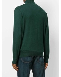 dunkelgrüner Pullover mit einem Reißverschluss am Kragen von Polo Ralph Lauren