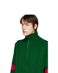 dunkelgrüner Pullover mit einem Reißverschluß von Gucci