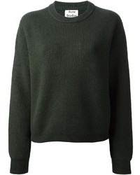 dunkelgrüner Pullover mit einem Rundhalsausschnitt von Acne Studios