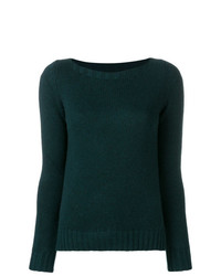 dunkelgrüner Pullover mit einem Rundhalsausschnitt von Aragona