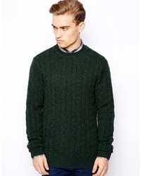 dunkelgrüner Pullover mit einem Rundhalsausschnitt von Ben Sherman