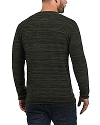 dunkelgrüner Pullover mit einem Rundhalsausschnitt von BLEND
