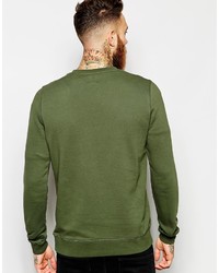 dunkelgrüner Pullover mit einem Rundhalsausschnitt von Asos