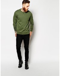 dunkelgrüner Pullover mit einem Rundhalsausschnitt von Asos