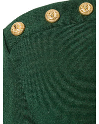 dunkelgrüner Pullover mit einem Rundhalsausschnitt von Balmain