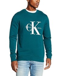 dunkelgrüner Pullover mit einem Rundhalsausschnitt von Calvin Klein Jeans