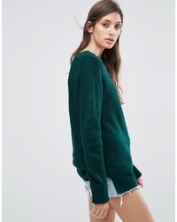 dunkelgrüner Pullover mit einem Rundhalsausschnitt von Asos