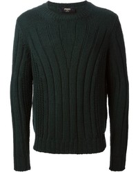 dunkelgrüner Pullover mit einem Rundhalsausschnitt von Fendi