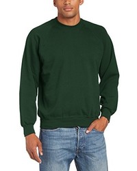 dunkelgrüner Pullover mit einem Rundhalsausschnitt von Fruit of the Loom