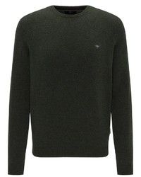 dunkelgrüner Pullover mit einem Rundhalsausschnitt von Fynch Hatton