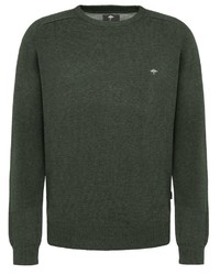 dunkelgrüner Pullover mit einem Rundhalsausschnitt von Fynch Hatton