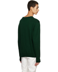 dunkelgrüner Pullover mit einem Rundhalsausschnitt von MAISON KITSUNÉ