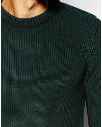 dunkelgrüner Pullover mit einem Rundhalsausschnitt von Jack and Jones