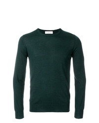 dunkelgrüner Pullover mit einem Rundhalsausschnitt von Laneus