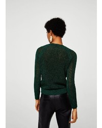 dunkelgrüner Pullover mit einem Rundhalsausschnitt von Mango