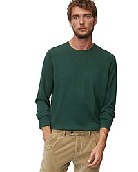 dunkelgrüner Pullover mit einem Rundhalsausschnitt von Marc O'Polo