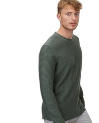 dunkelgrüner Pullover mit einem Rundhalsausschnitt von Marc O'Polo